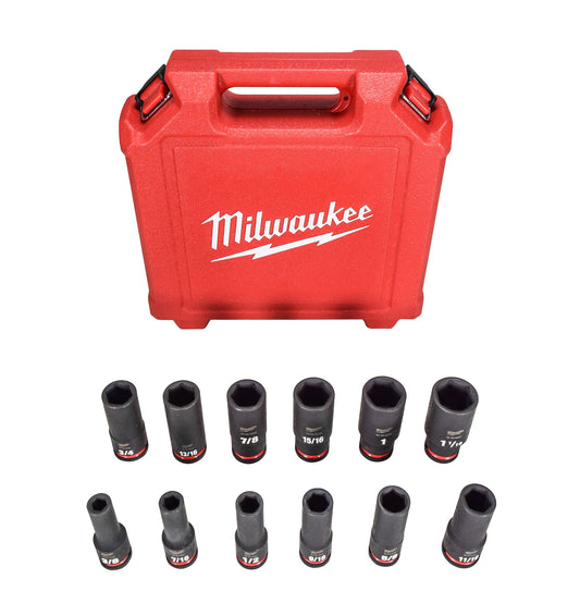 Milwaukee 49-66-7011 12 Piece 1/2" Drive SAE Deep Well Impact Socket Set